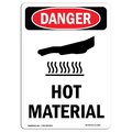 Signmission OSHA Danger Sign, Hot Material, 5in X 3.5in Decal, 10PK, 3.5" W, 5" H, Portrait, PK10 OS-DS-D-35-V-1360-10PK